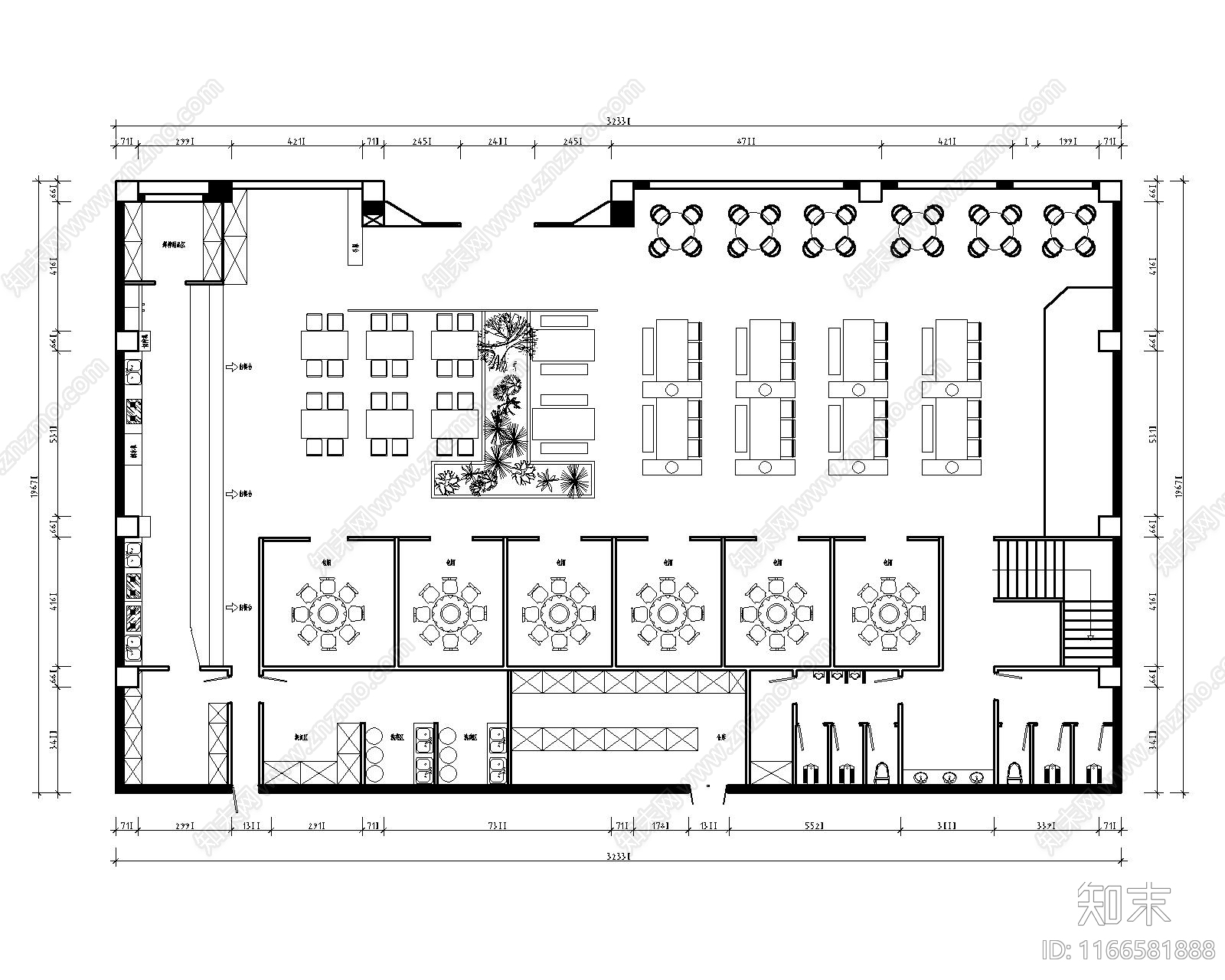 中式其他餐饮空间cad施工图下载【ID:1166581888】