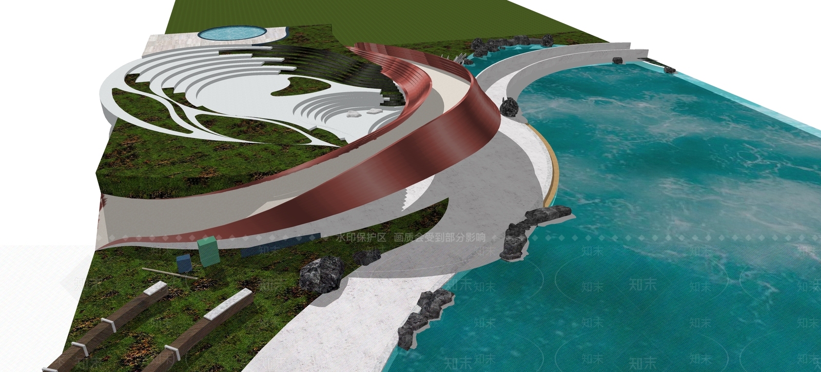 现代景观桥SU模型下载【ID:1166587875】