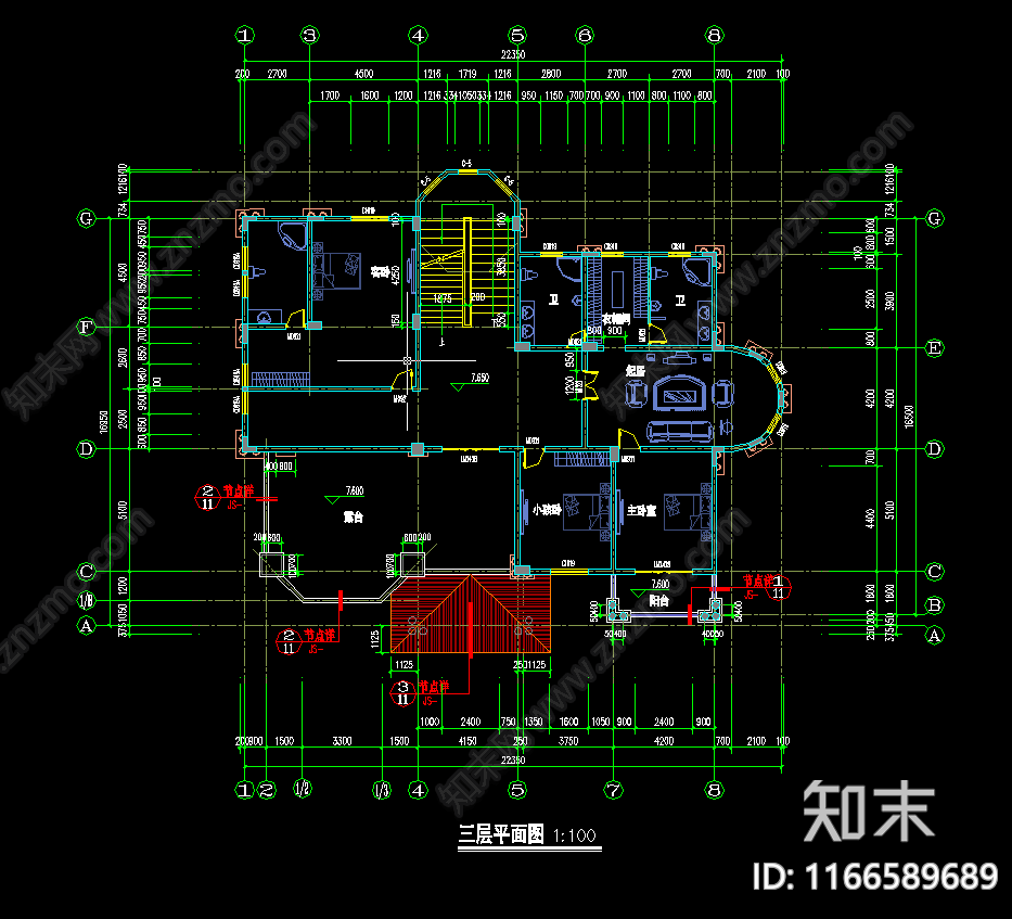 现代欧式别墅建筑施工图下载【ID:1166589689】