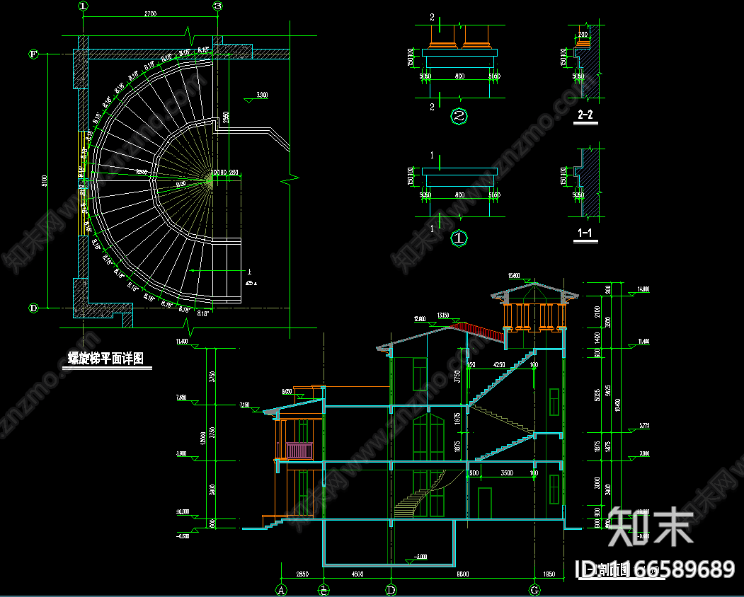 现代欧式别墅建筑施工图下载【ID:1166589689】