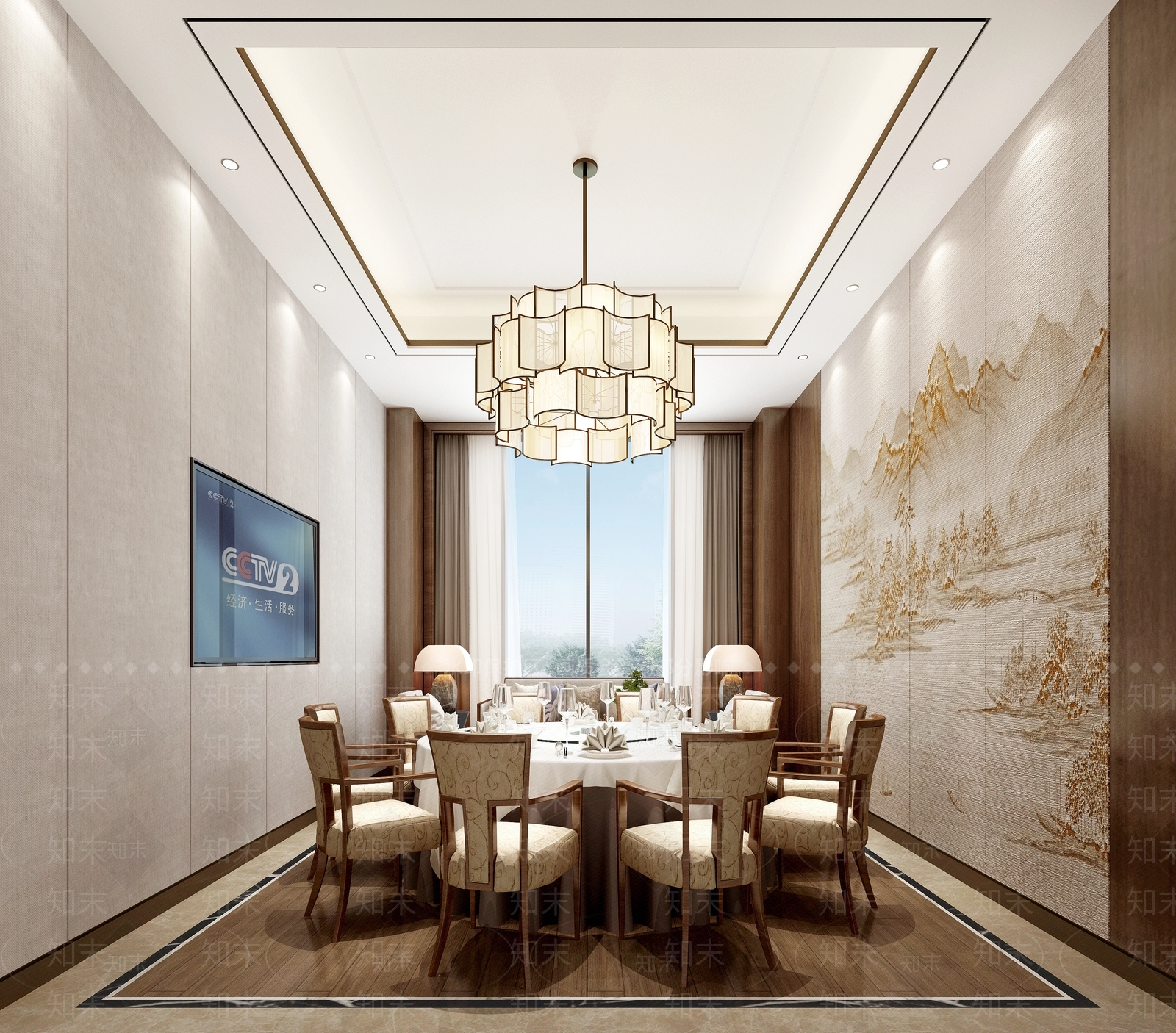 现代新中式包厢3D模型下载【ID:1166596419】