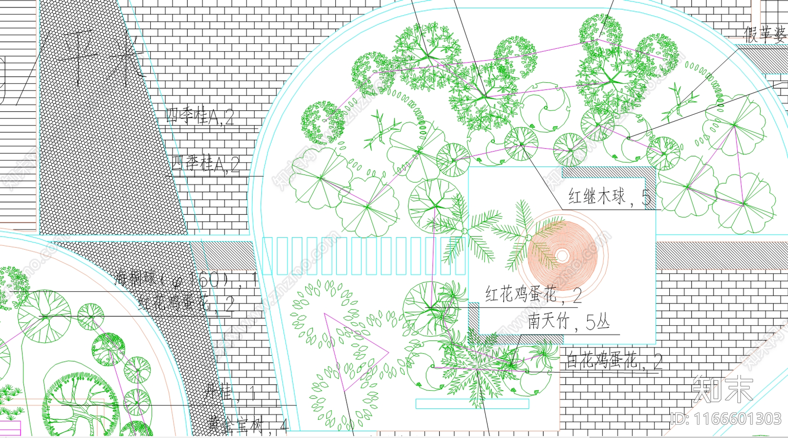 中式新中式广场cad施工图下载【ID:1166601303】