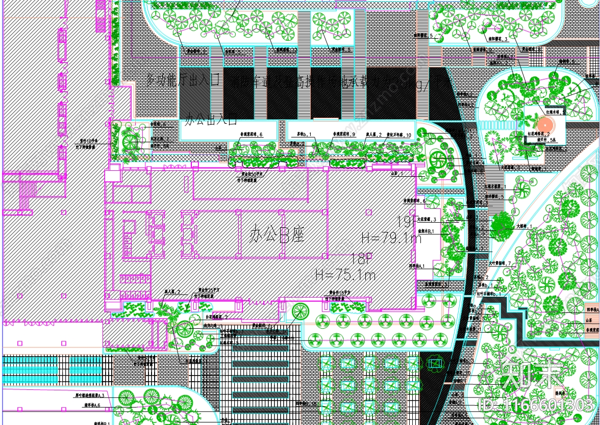 中式新中式广场cad施工图下载【ID:1166601303】
