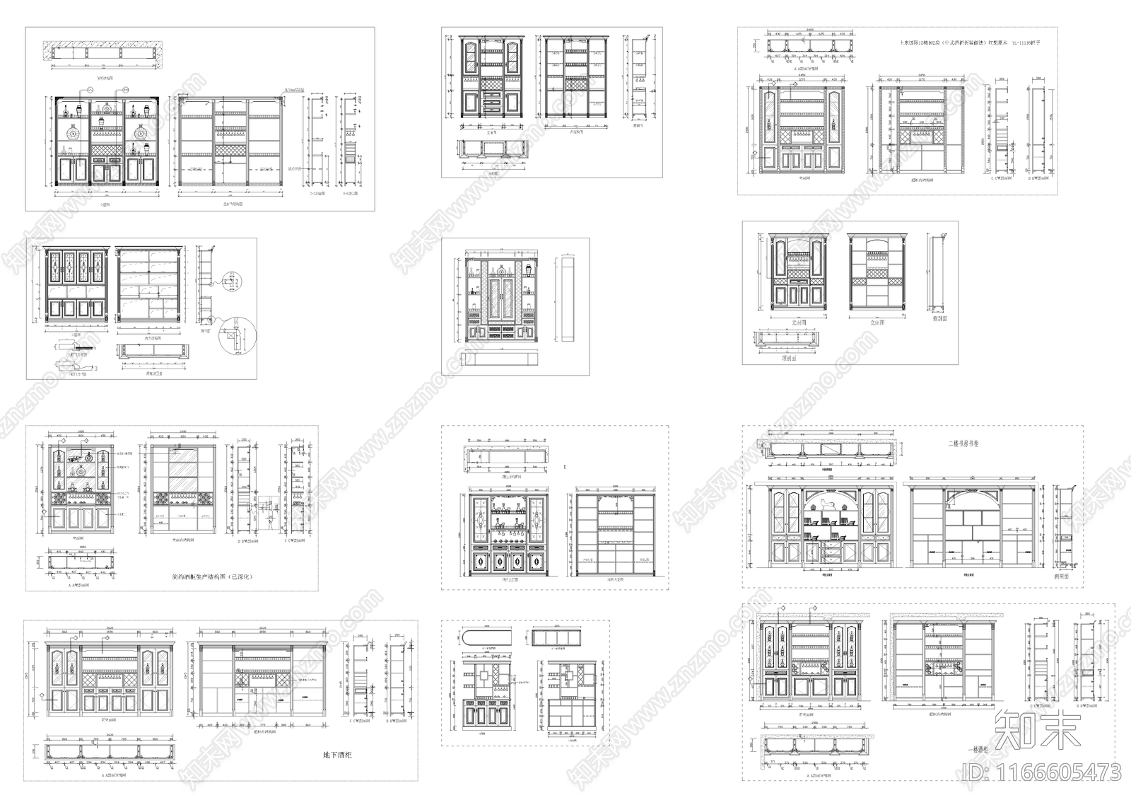 欧式柜子施工图下载【ID:1166605473】