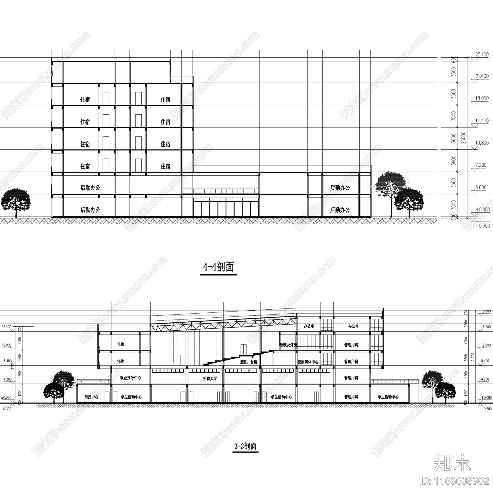 现代学校建筑cad施工图下载【ID:1166608302】