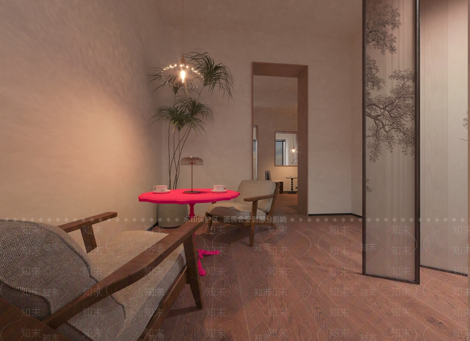 现代复古咖啡厅3D模型下载【ID:1166609593】