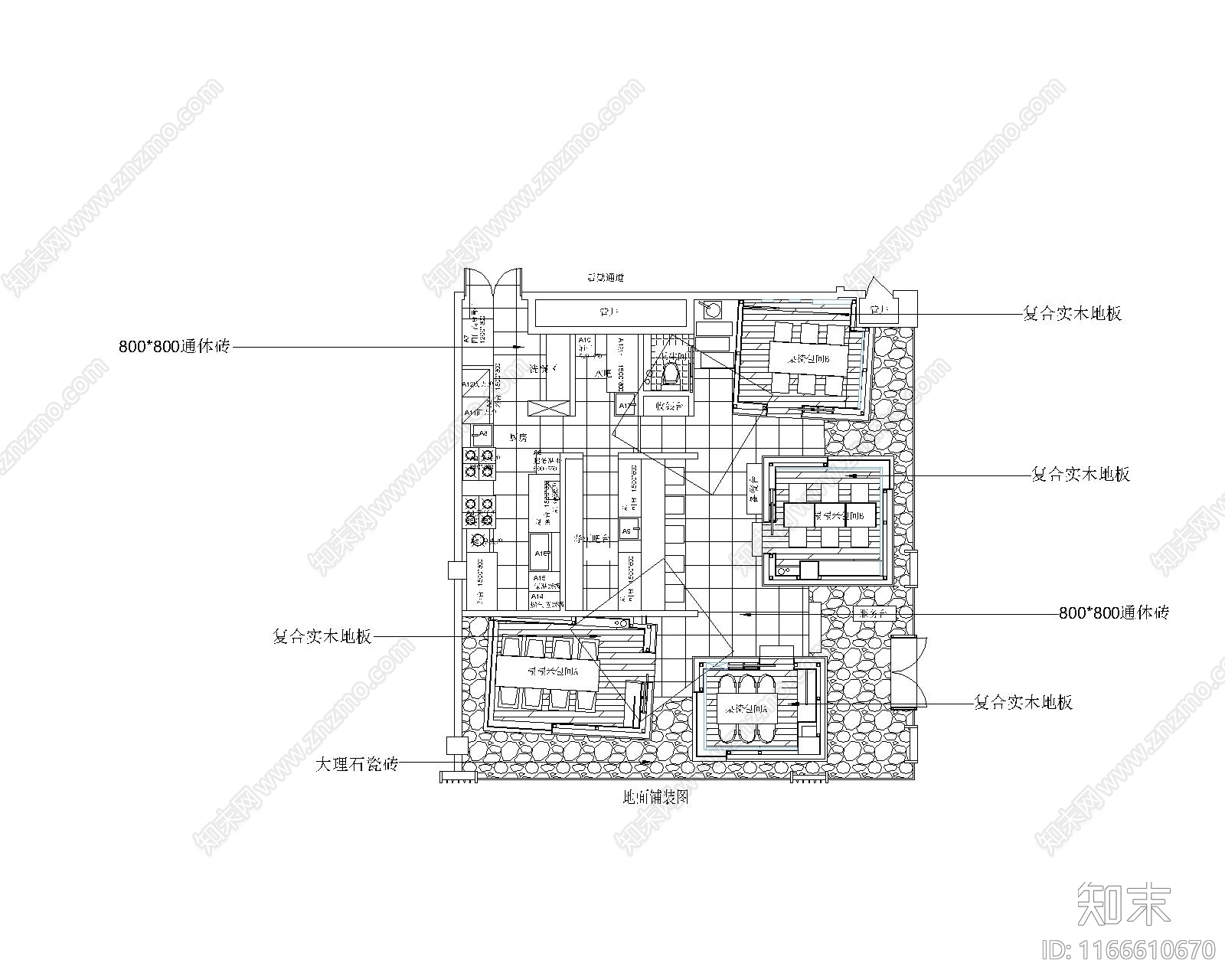 日式禅意其他餐饮空间cad施工图下载【ID:1166610670】