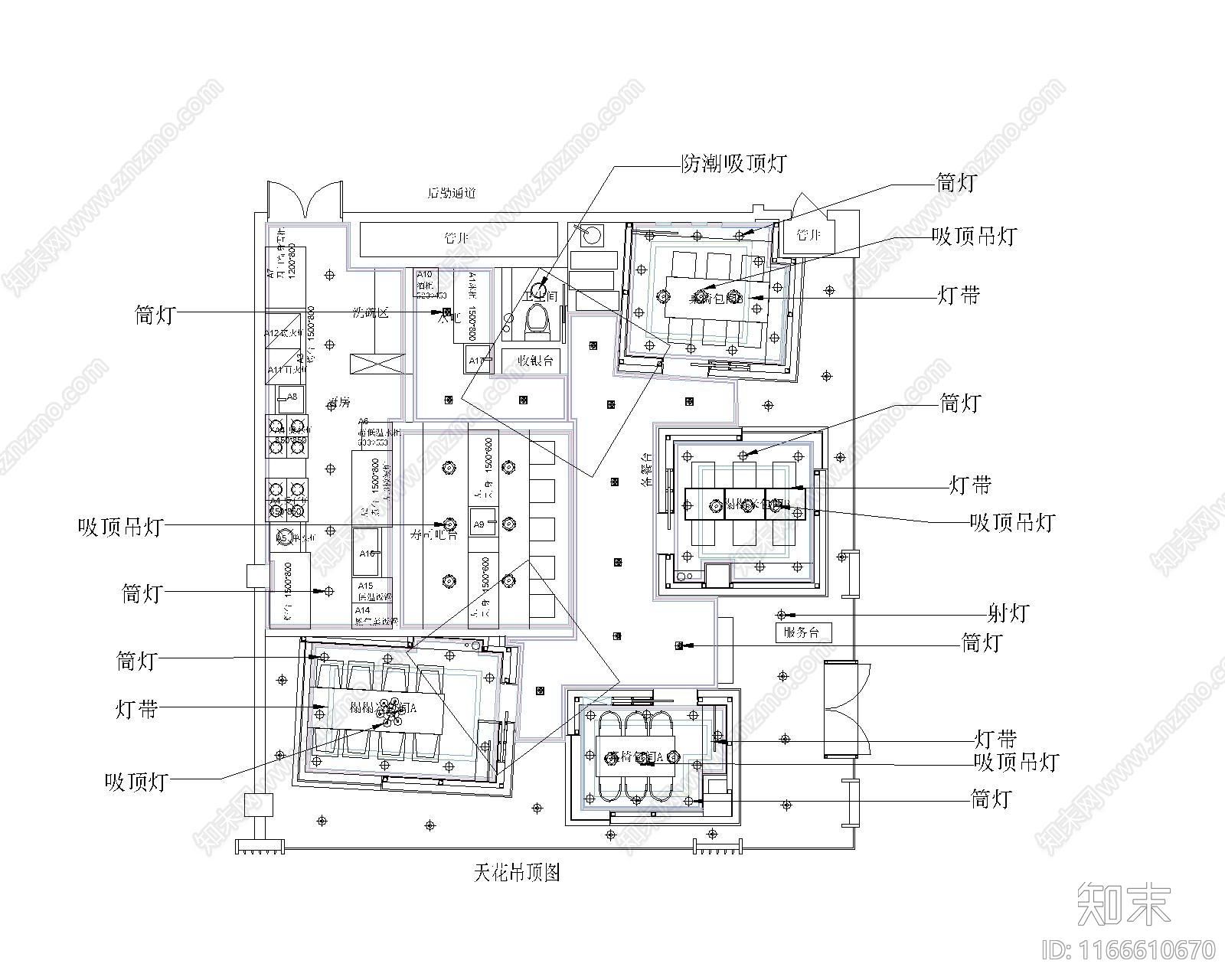 日式禅意其他餐饮空间cad施工图下载【ID:1166610670】