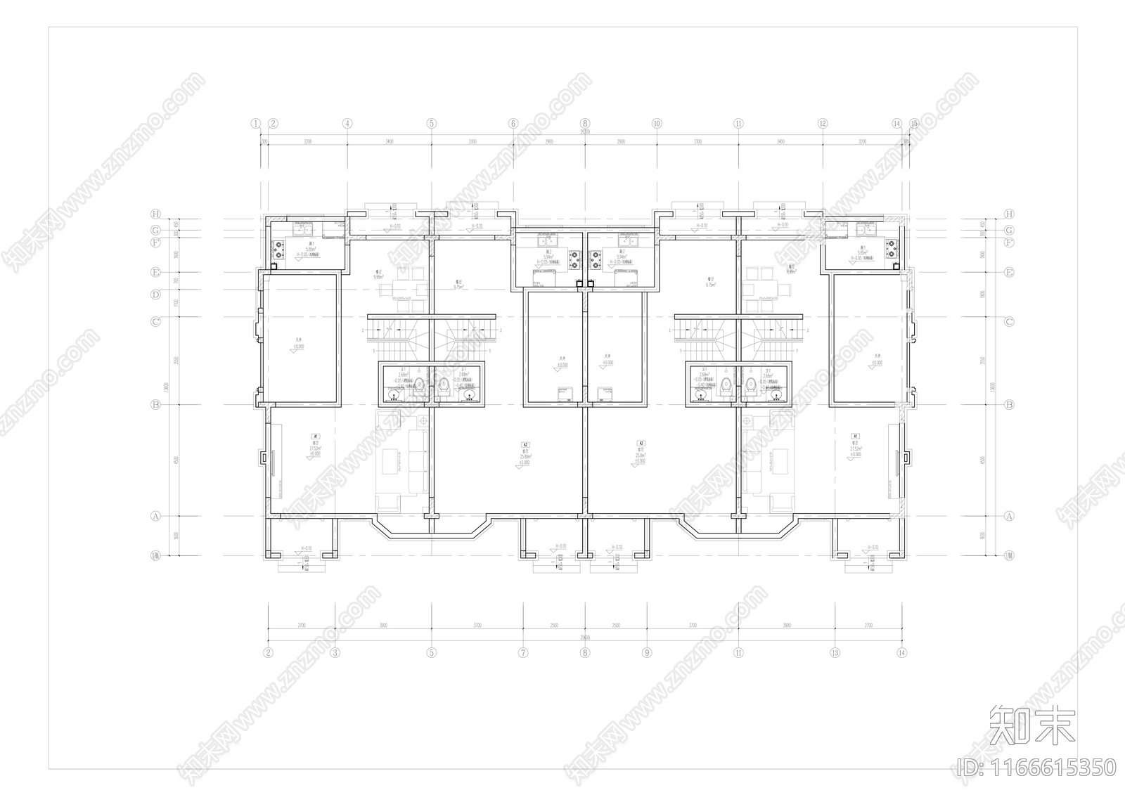 现代住宅楼建筑cad施工图下载【ID:1166615350】