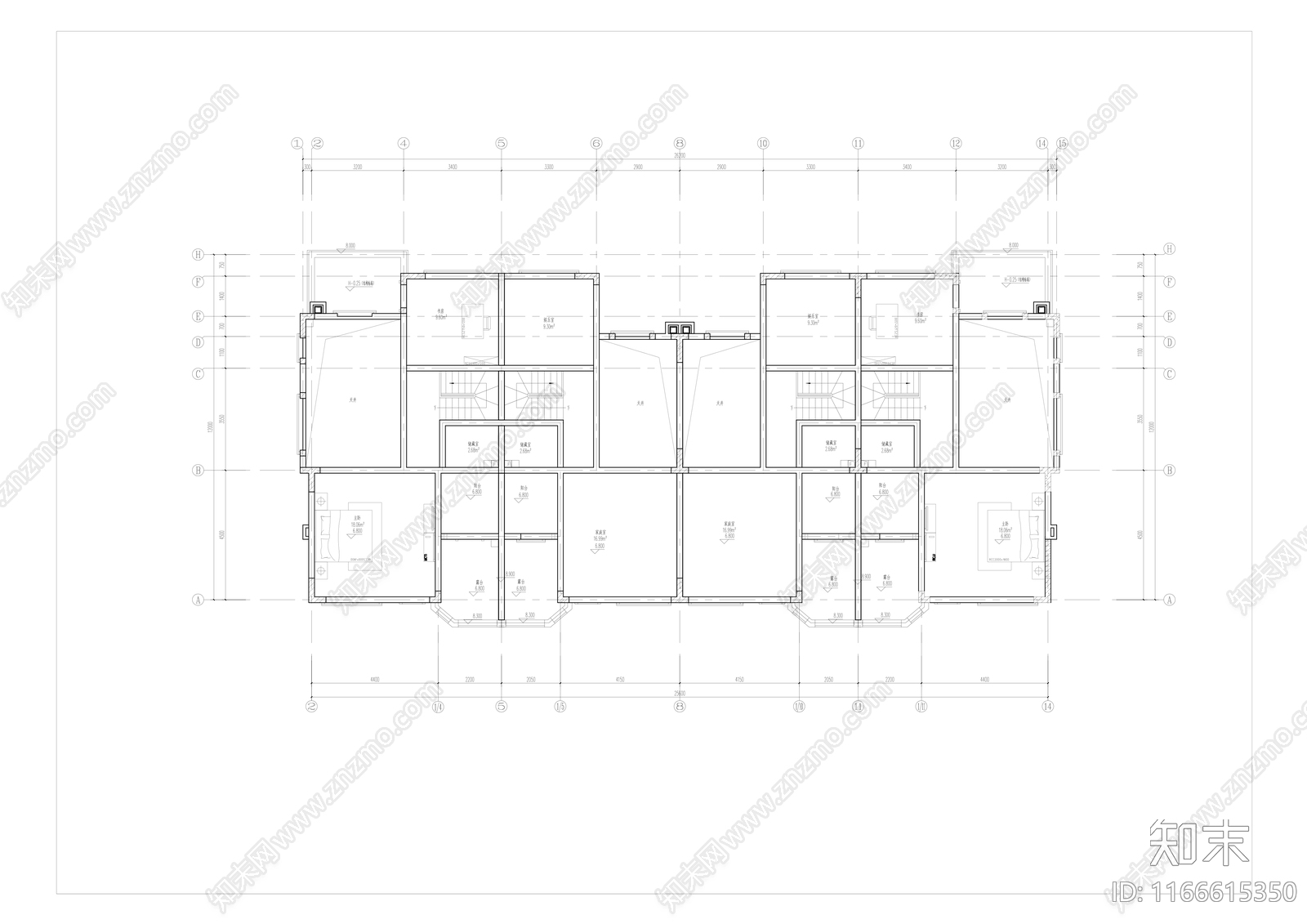 现代住宅楼建筑cad施工图下载【ID:1166615350】