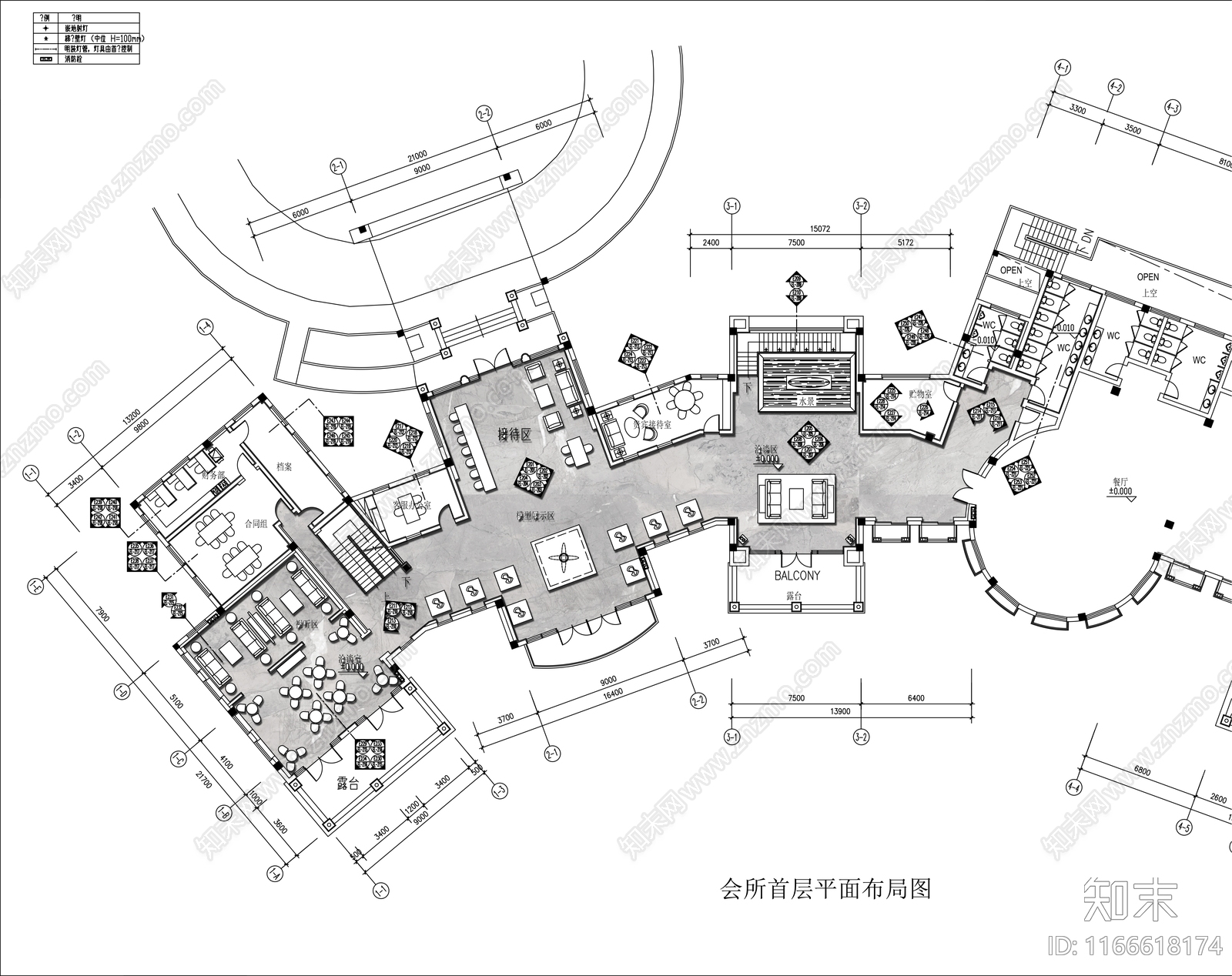 现代轻奢会所施工图下载【ID:1166618174】