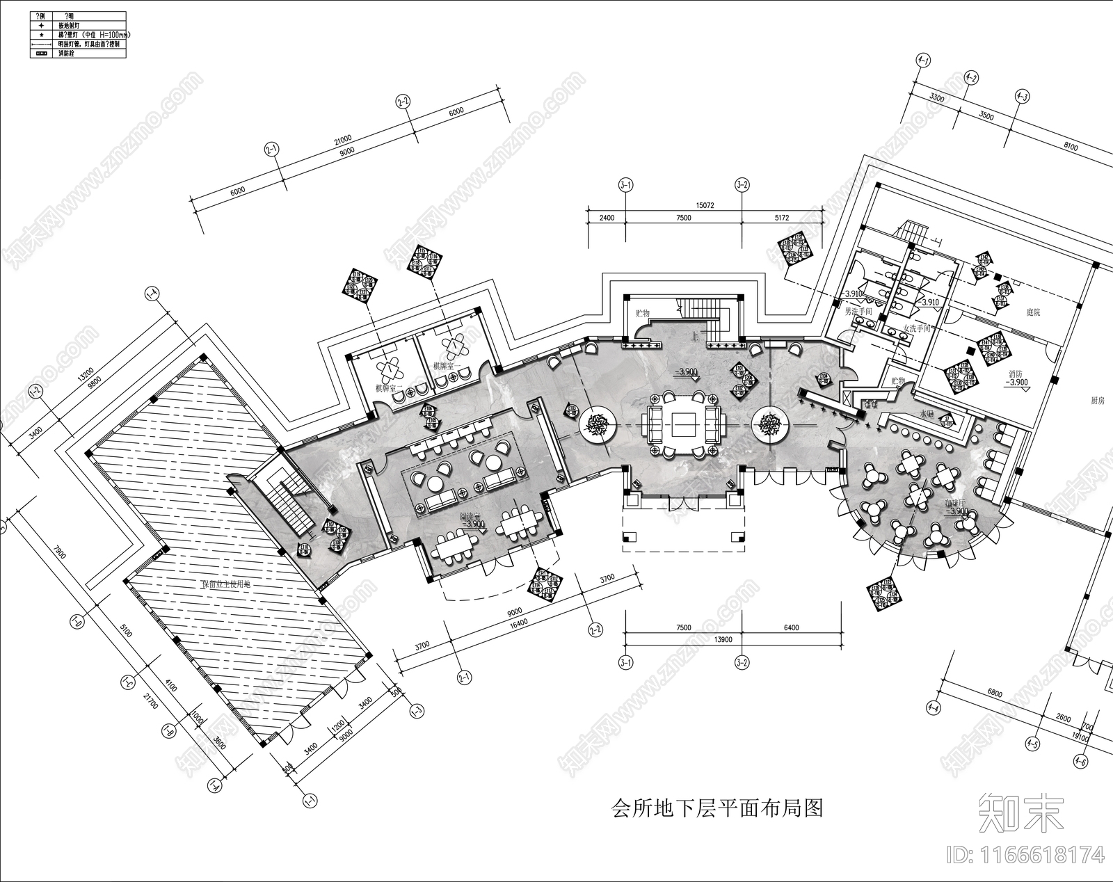 现代轻奢会所施工图下载【ID:1166618174】