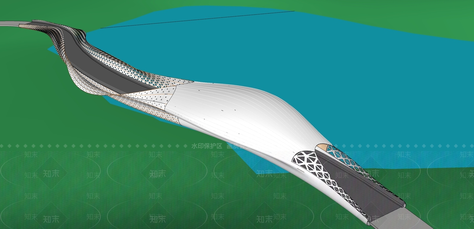 现代景观桥SU模型下载【ID:1166624483】