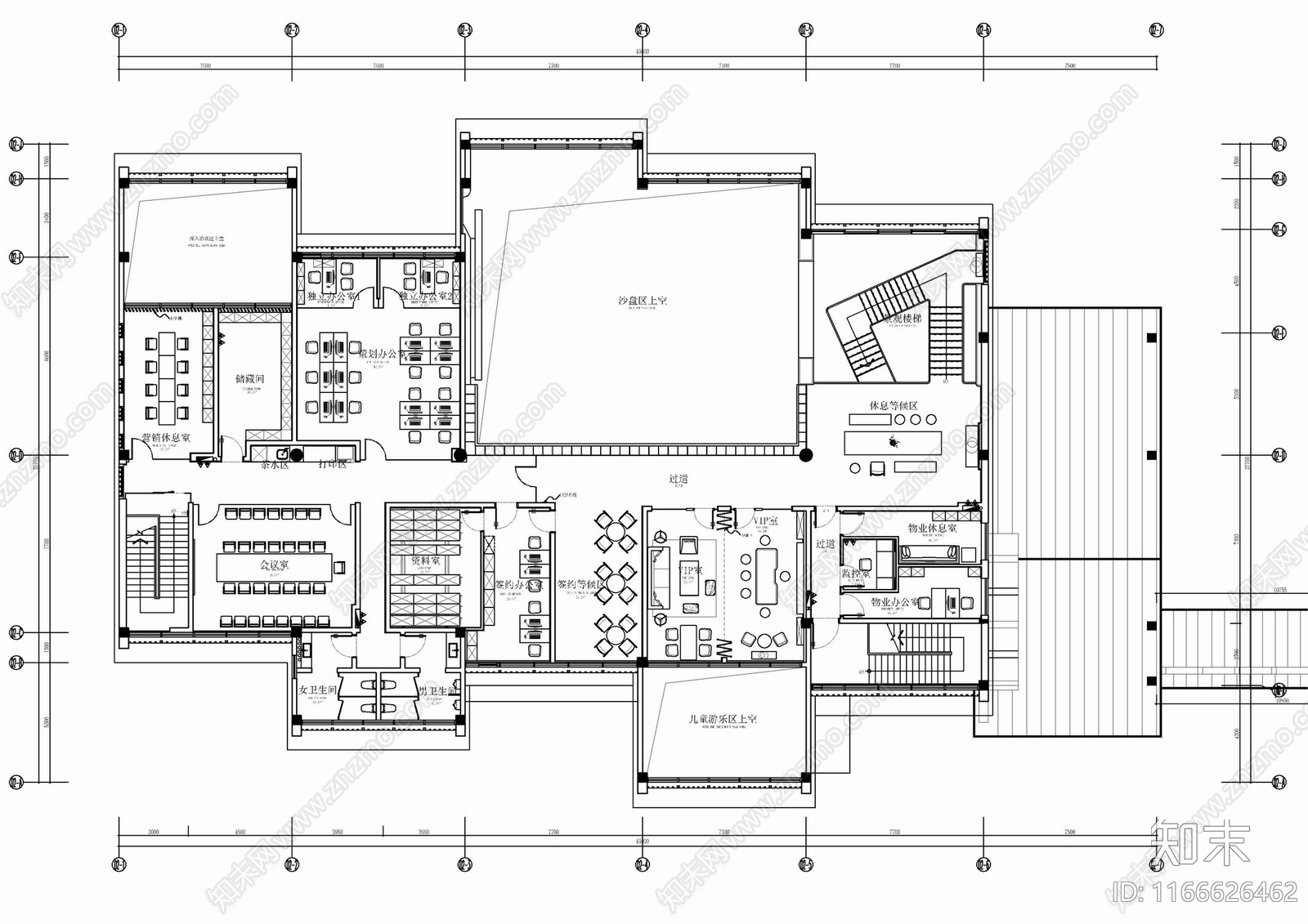 现代售楼处cad施工图下载【ID:1166626462】