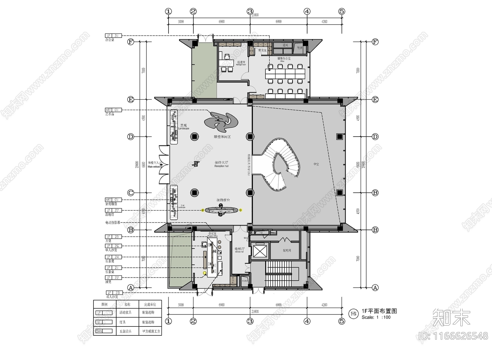 现代接待室cad施工图下载【ID:1166626548】