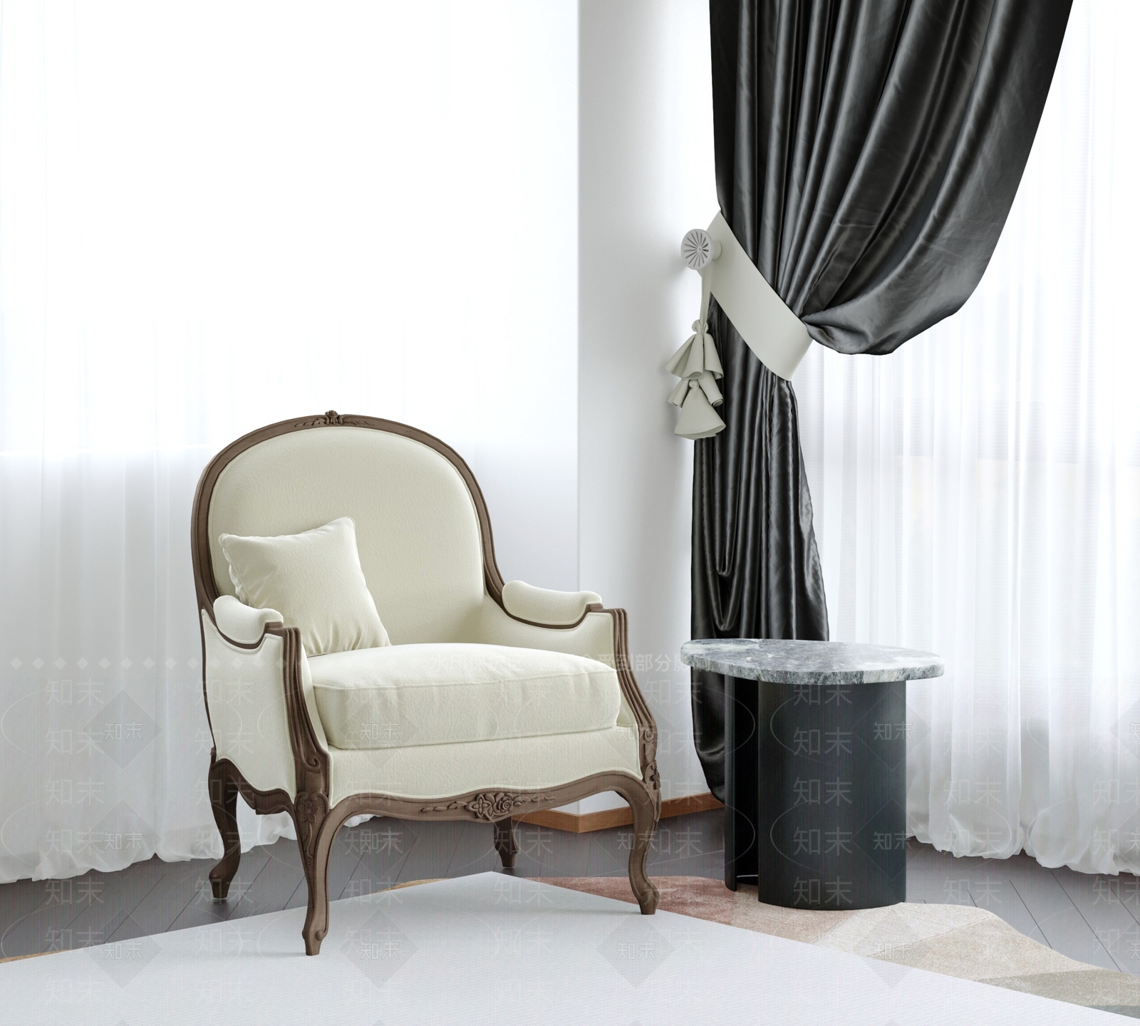 法式欧式单人沙发SU模型下载【ID:1166626647】