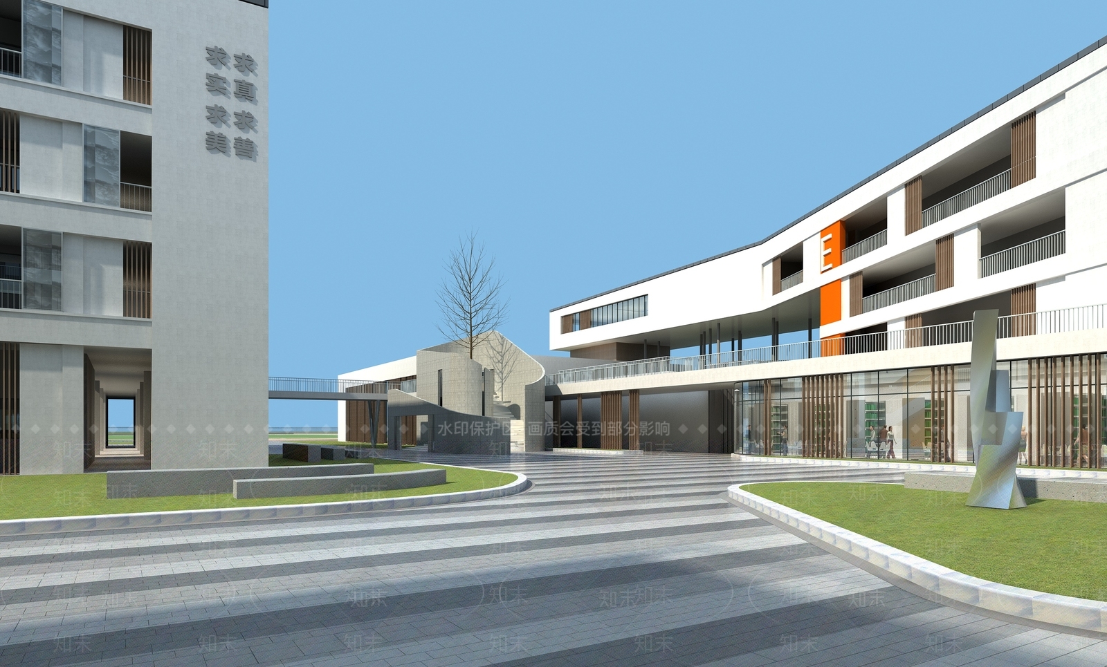 现代学校外观3D模型下载【ID:1166629997】