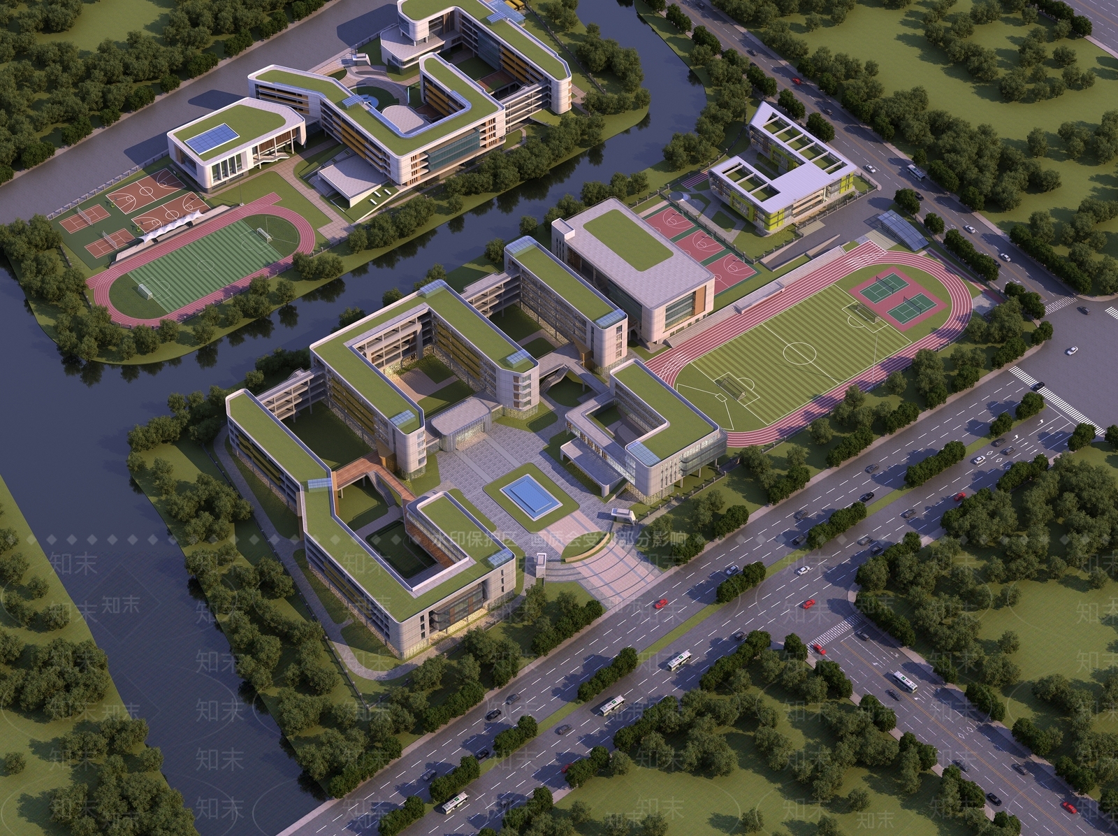现代学校外观3D模型下载【ID:1166634078】