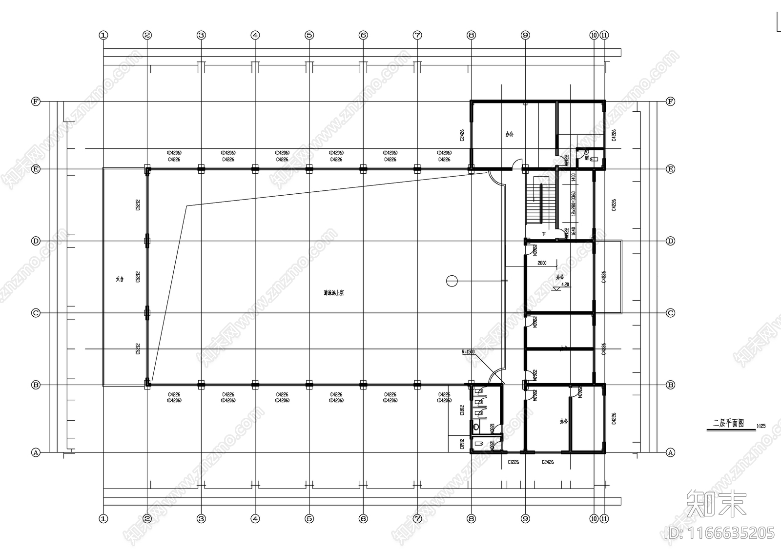 现代体育馆建筑cad施工图下载【ID:1166635205】