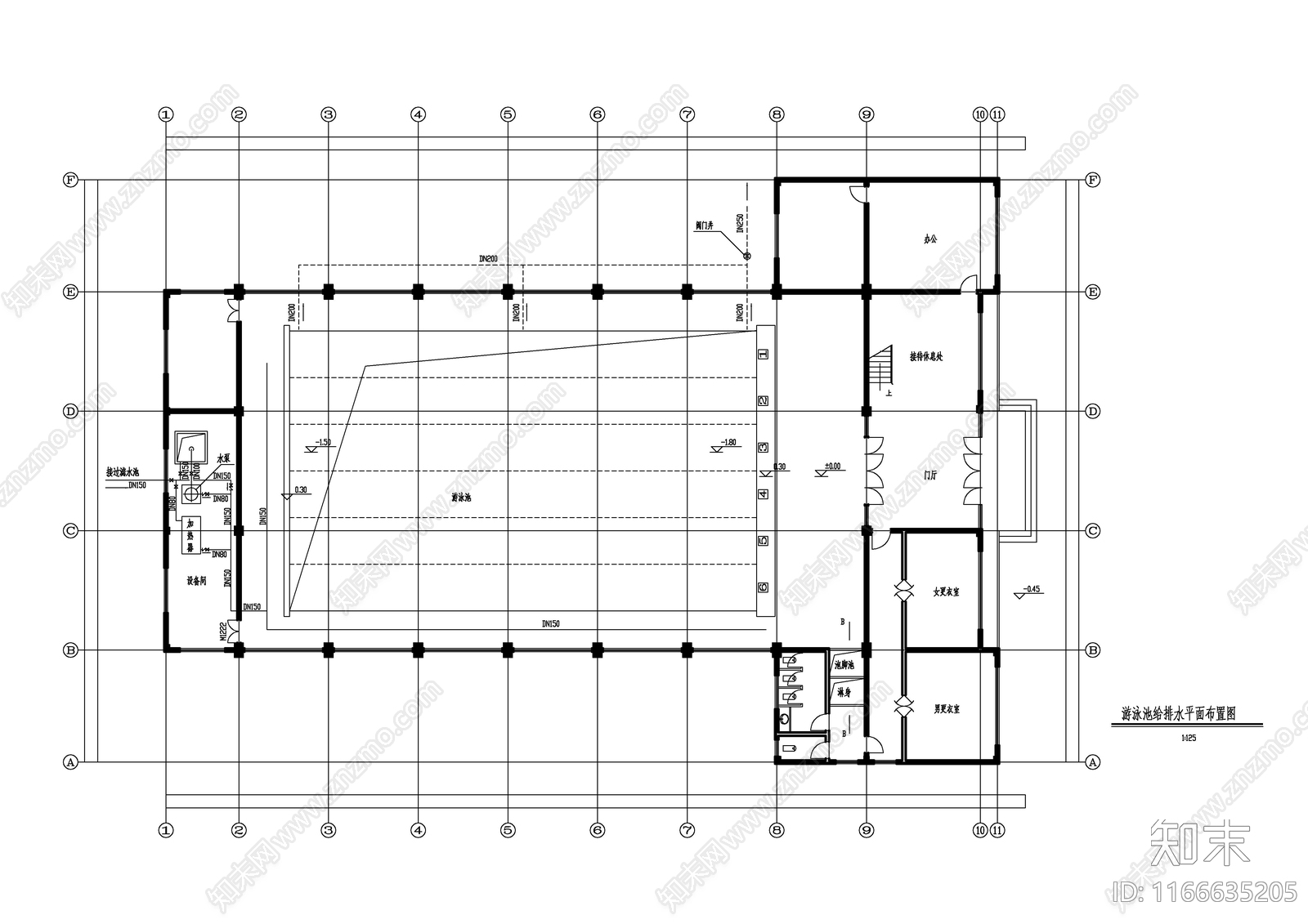 现代体育馆建筑cad施工图下载【ID:1166635205】
