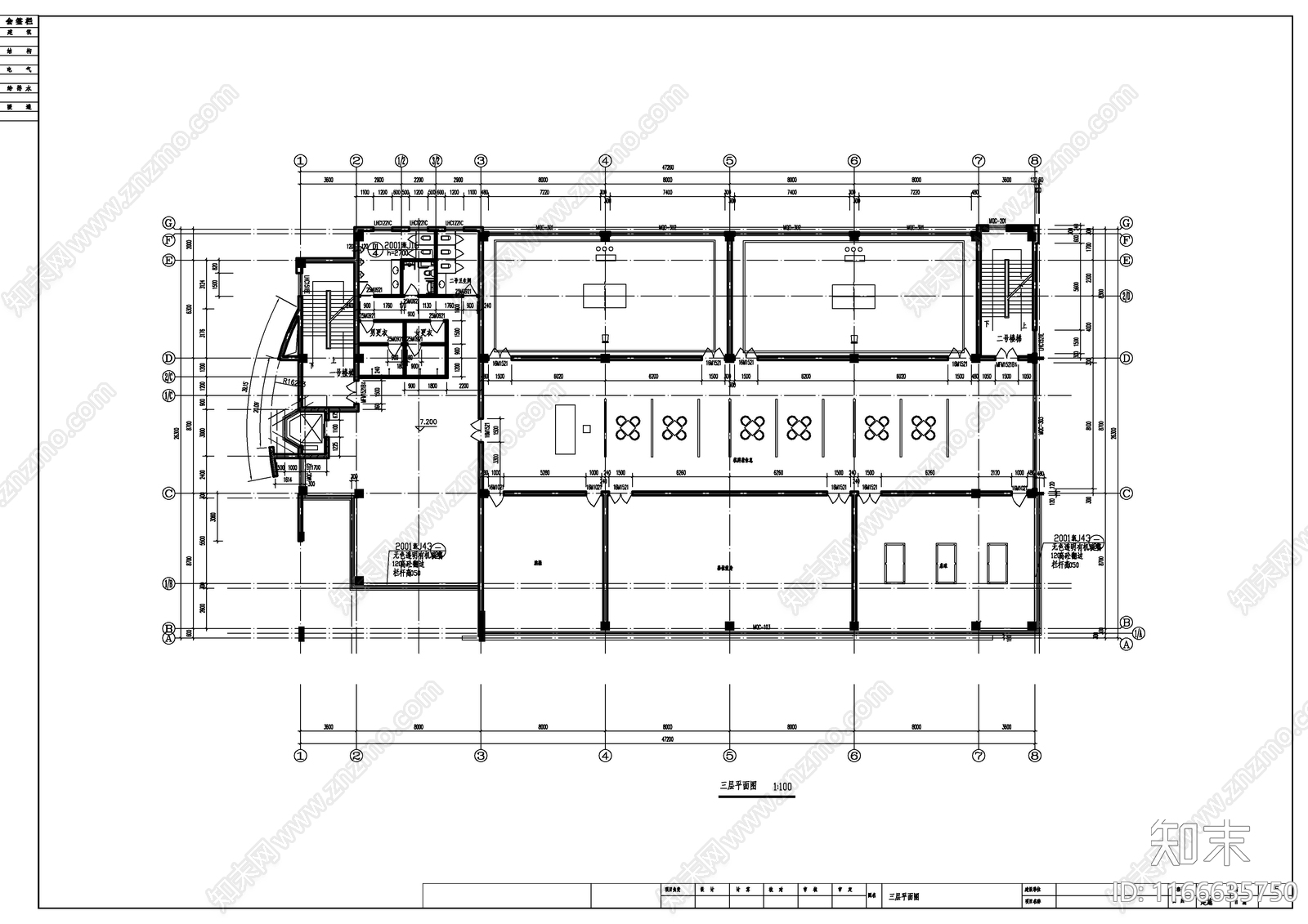 现代体育馆建筑cad施工图下载【ID:1166635750】