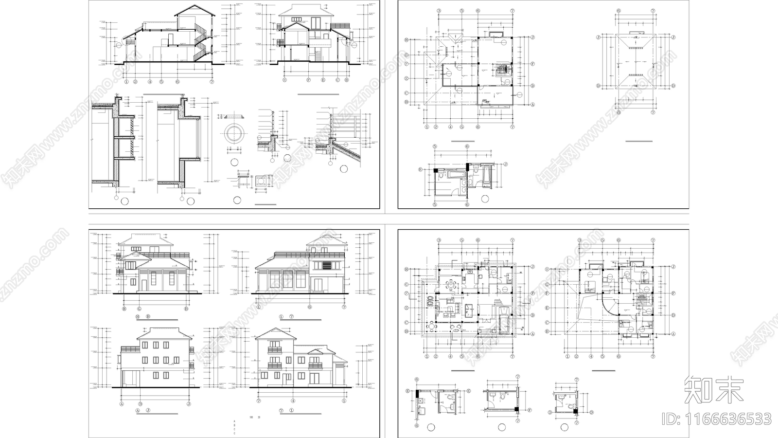 现代住宅楼建筑cad施工图下载【ID:1166636533】