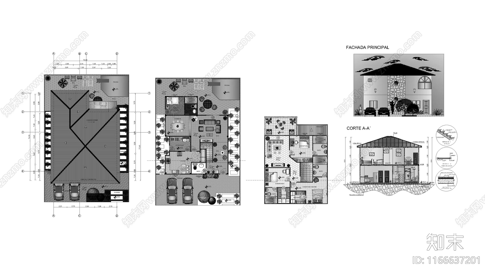 现代住宅楼建筑施工图下载【ID:1166637201】