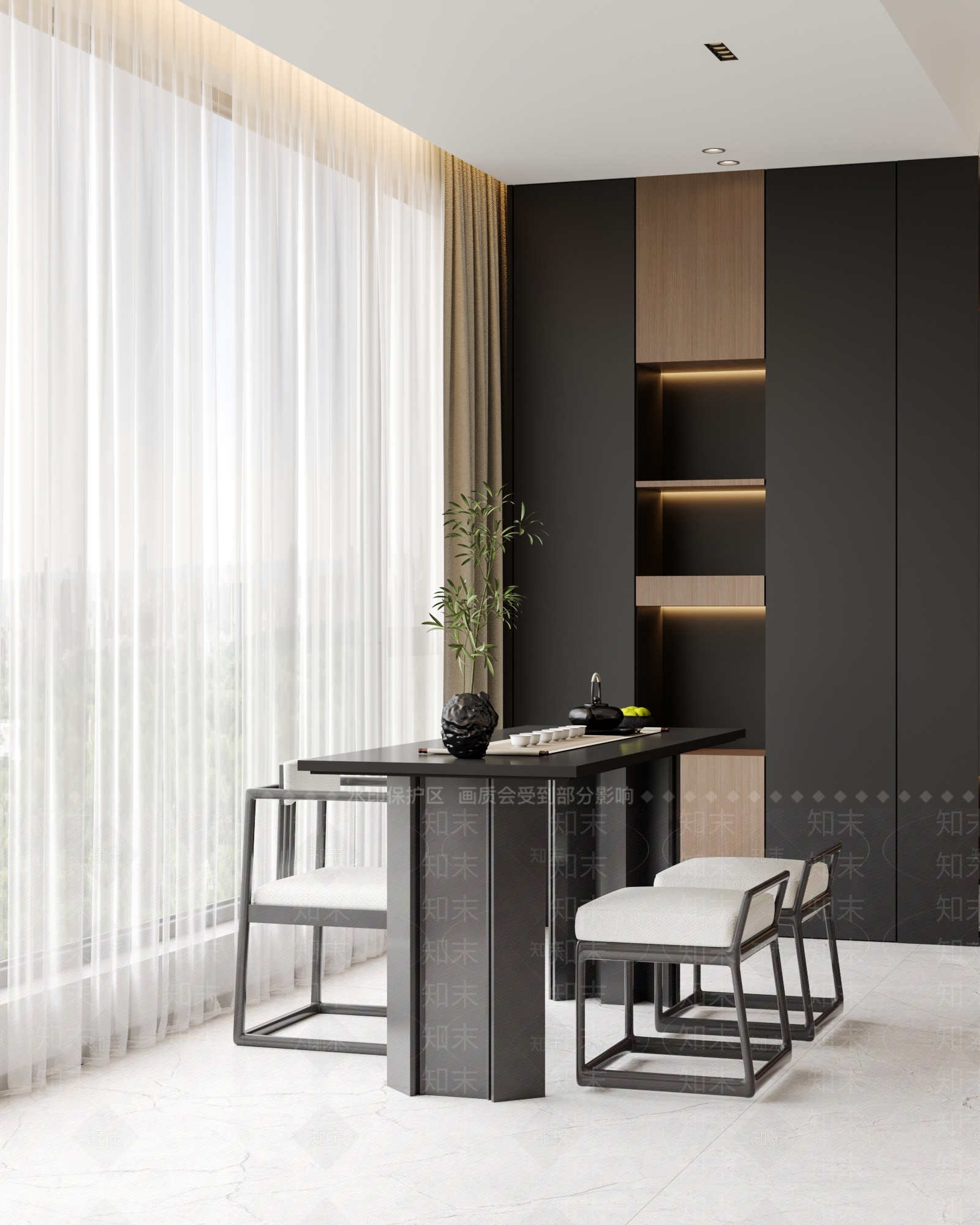 现代新中式茶桌椅3D模型下载【ID:1166644445】