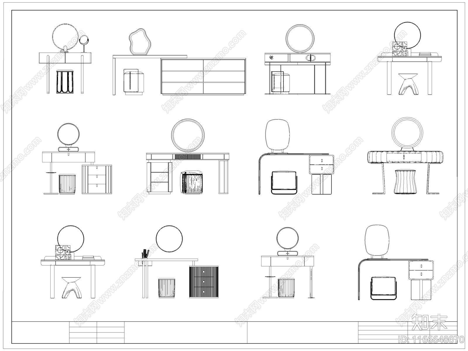 现代桌椅施工图下载【ID:1166648070】