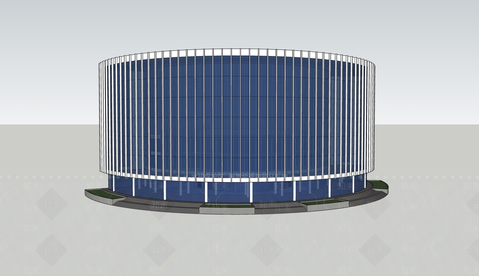 现代图书馆建筑SU模型下载【ID:1166649585】