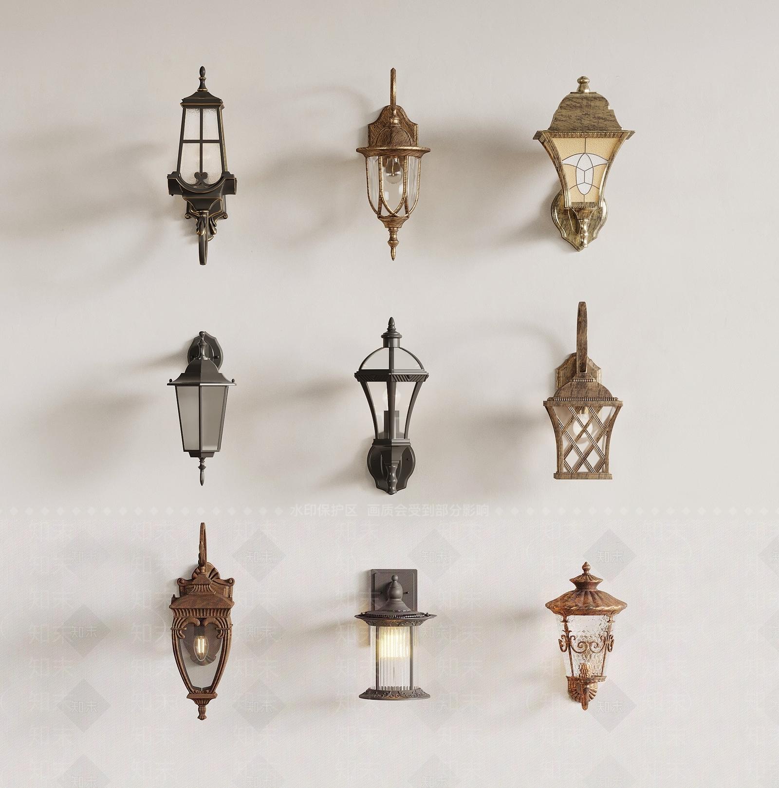 欧式壁灯SU模型下载【ID:1166649777】