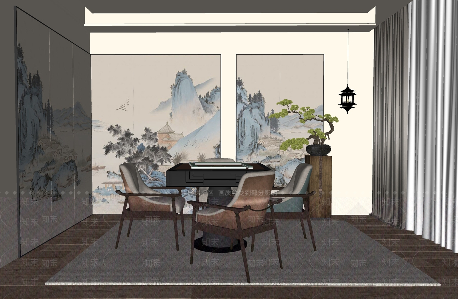 新中式其他娱乐室SU模型下载【ID:1166652655】