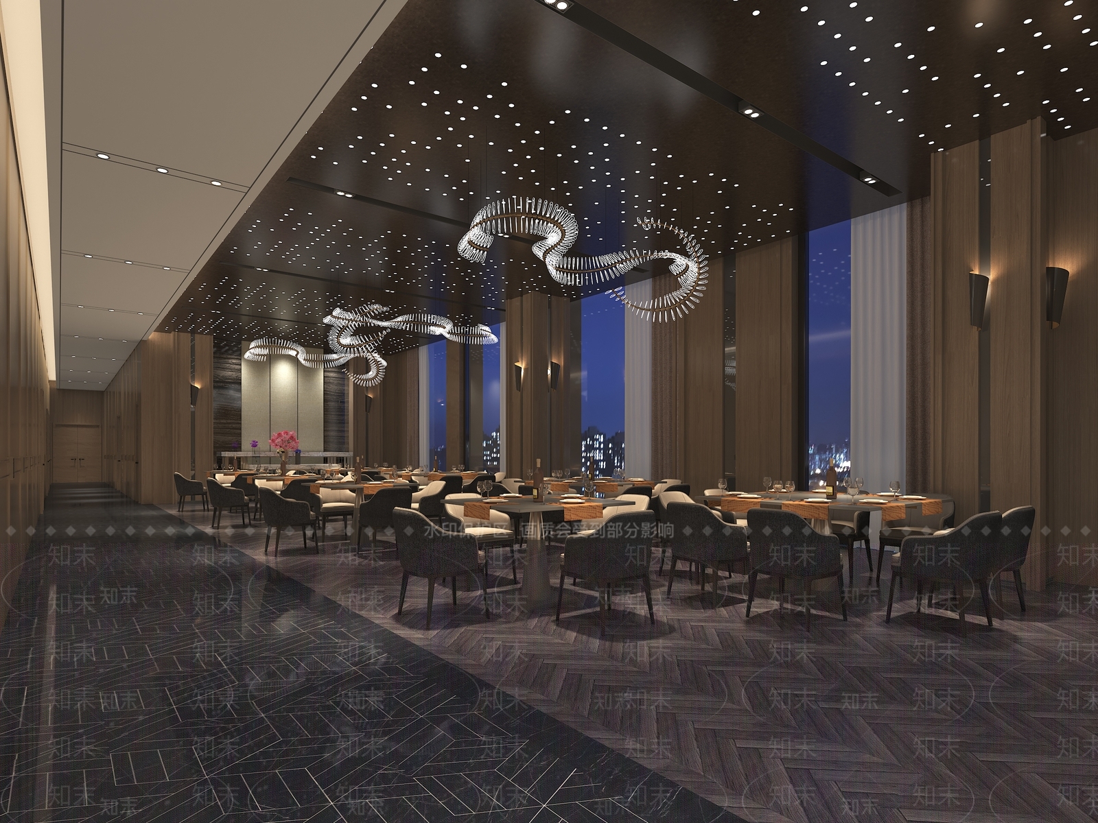 现代轻奢中餐厅3D模型下载【ID:1166901148】
