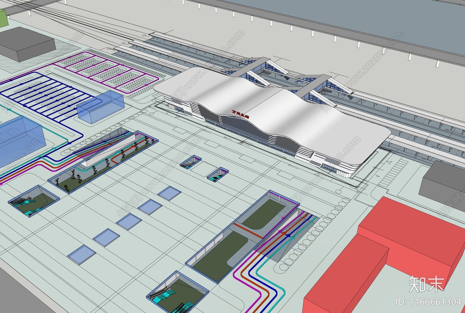 现代简约火车站SU模型下载【ID:1166661304】