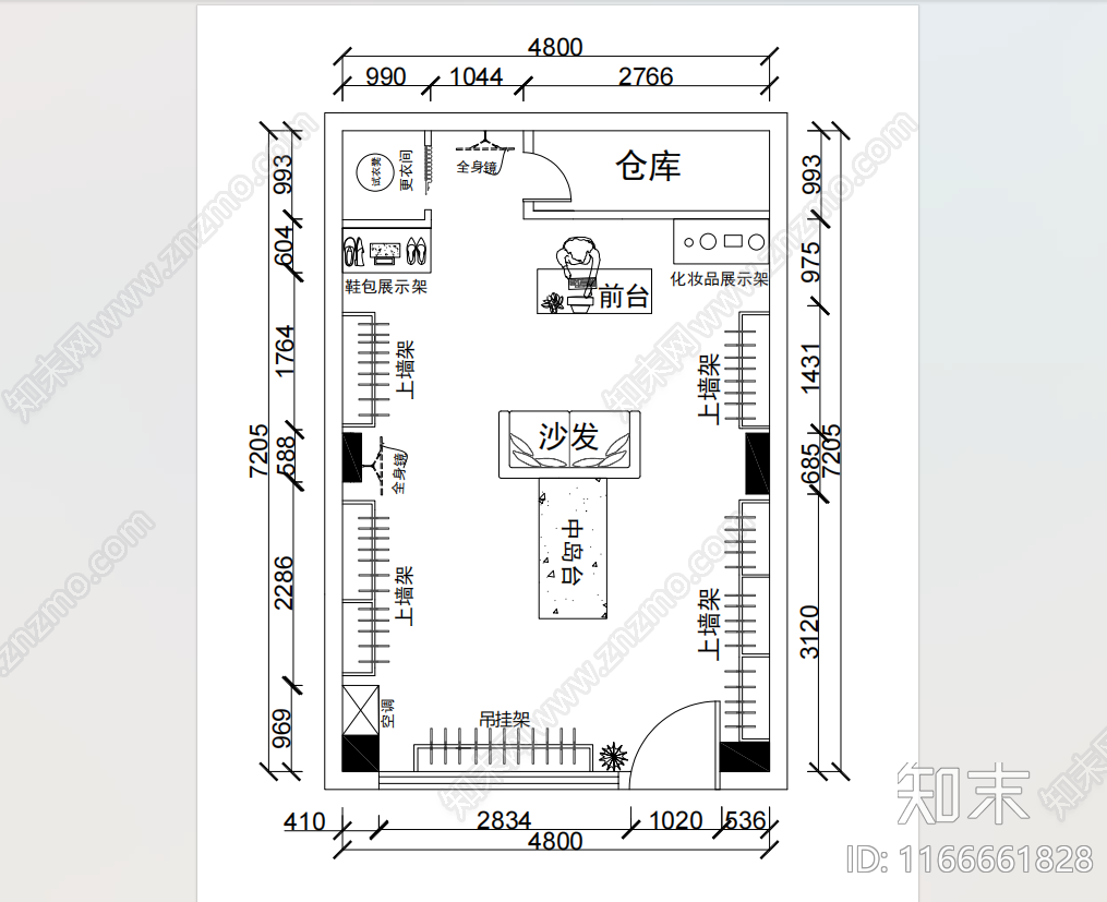 现代服装店cad施工图下载【ID:1166661828】