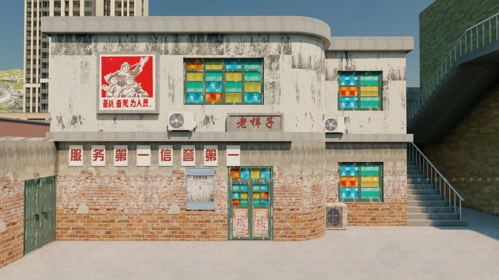 复古简约餐饮建筑SU模型下载【ID:1167012455】