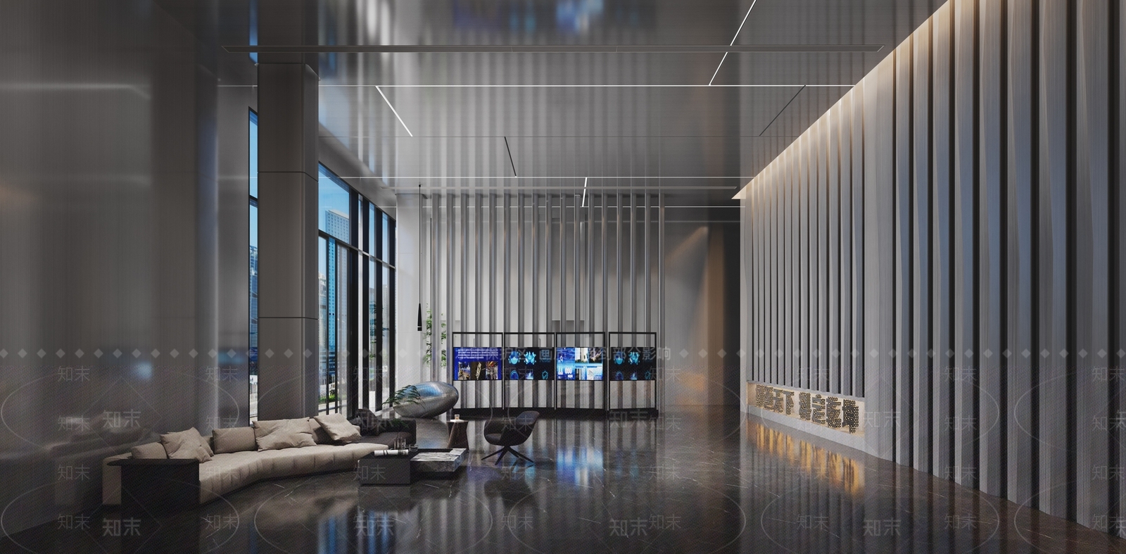 现代办公大厅3D模型下载【ID:1166664463】