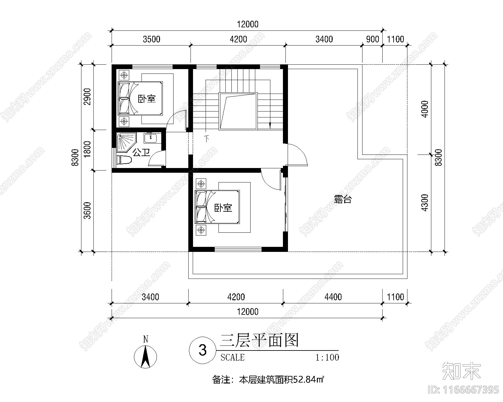 现代别墅建筑cad施工图下载【ID:1166667395】