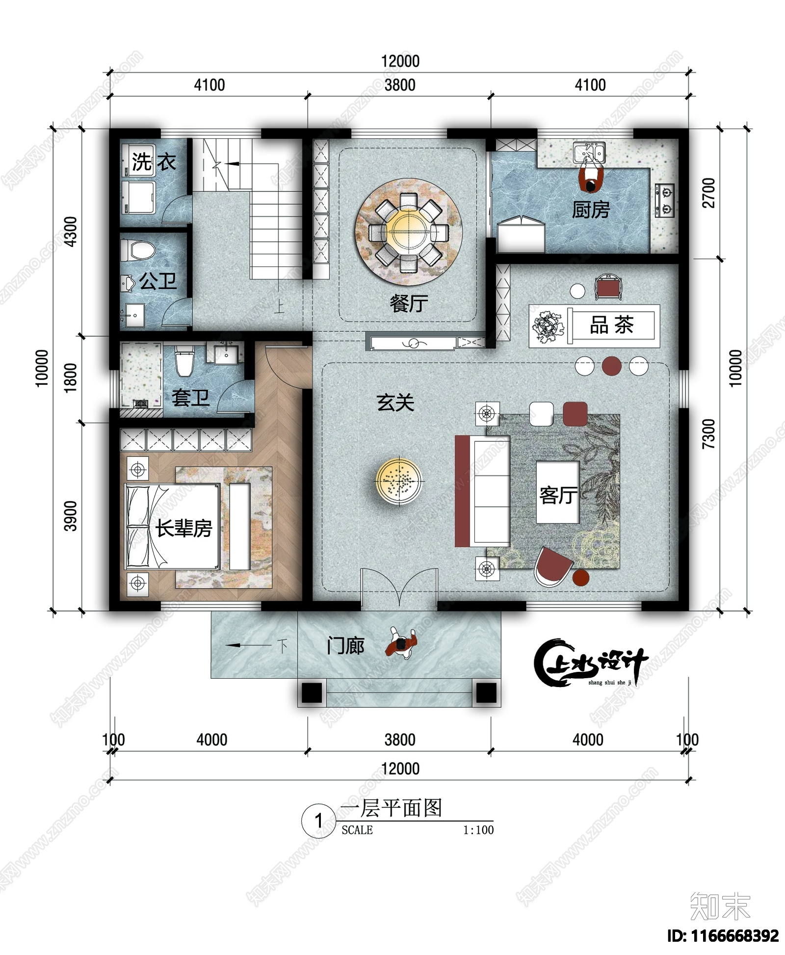 中式新中式别墅建筑cad施工图下载【ID:1166668392】