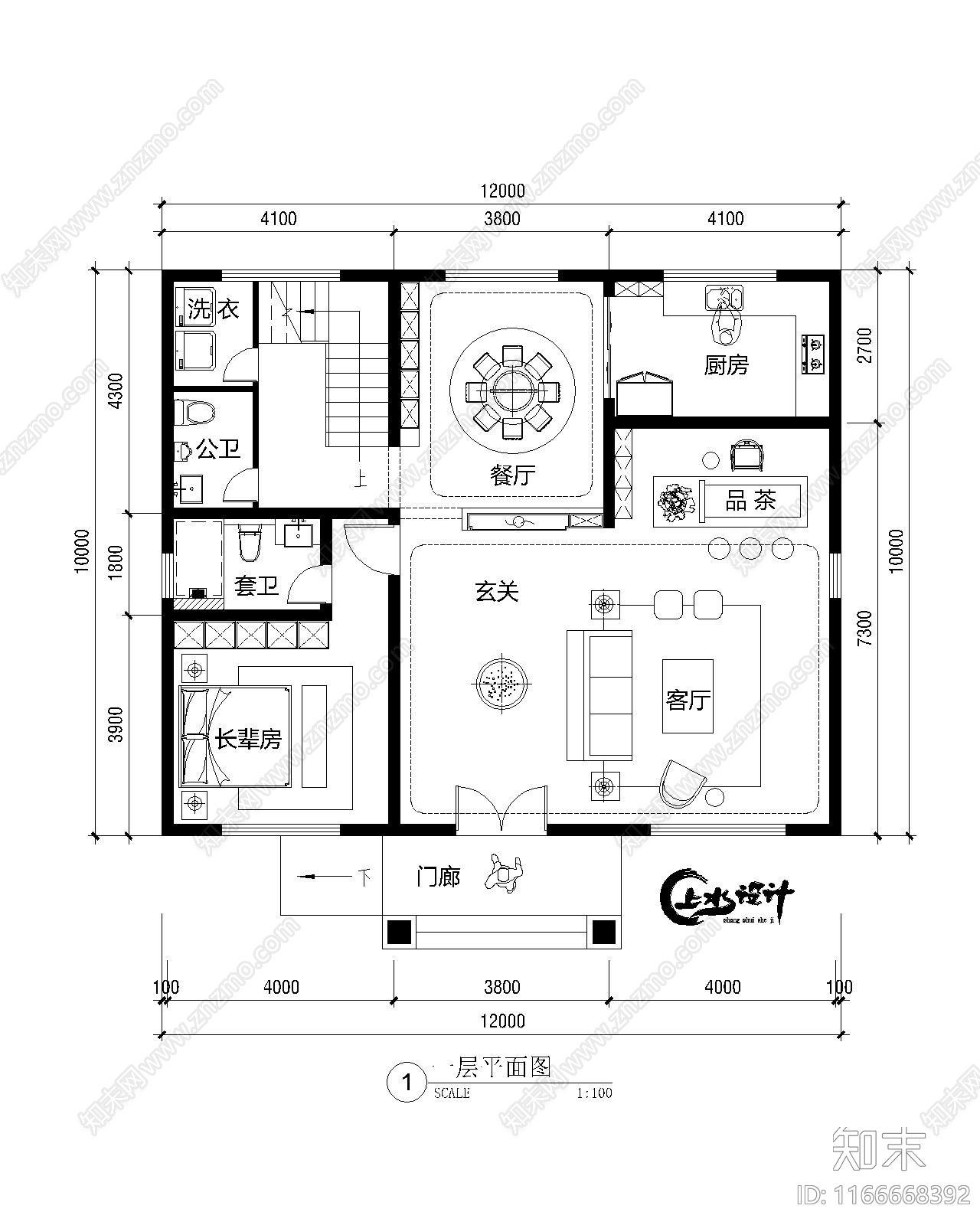 中式新中式别墅建筑cad施工图下载【ID:1166668392】