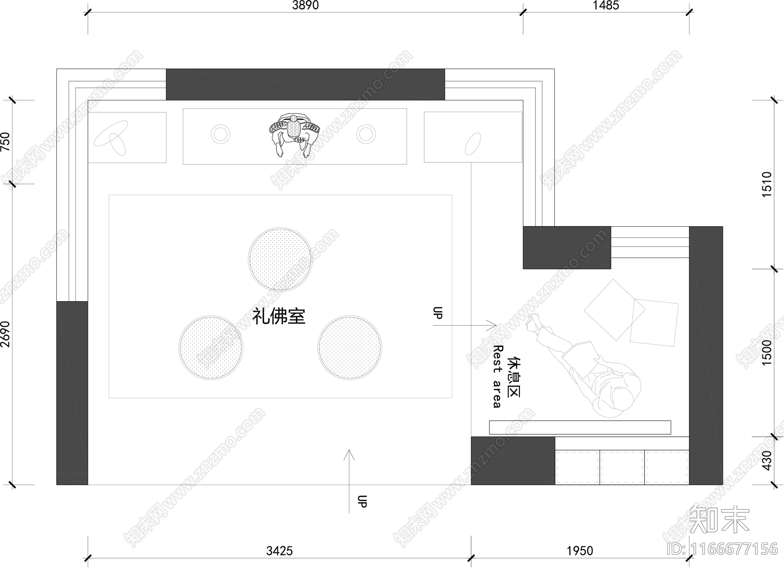 现代佛堂施工图下载【ID:1166677156】