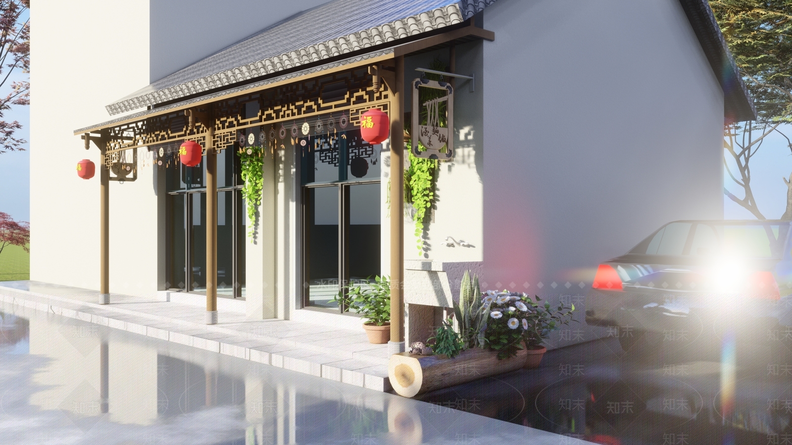 新中式中式其他商业建筑SU模型下载【ID:1166685737】