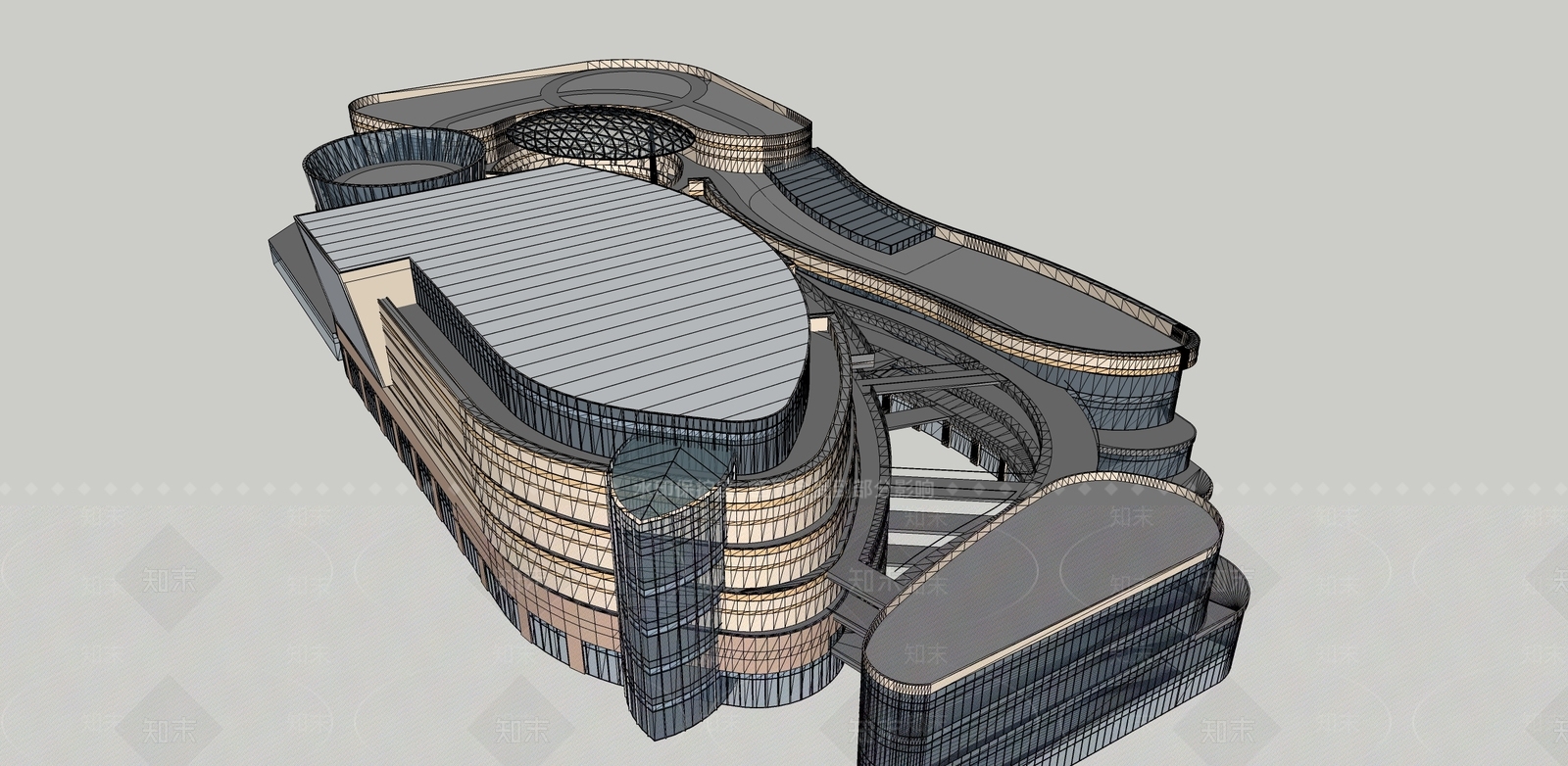 现代商场建筑SU模型下载【ID:1166687400】