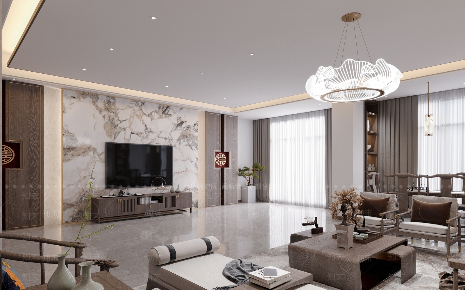 新中式极简接待室3D模型下载【ID:1166688367】