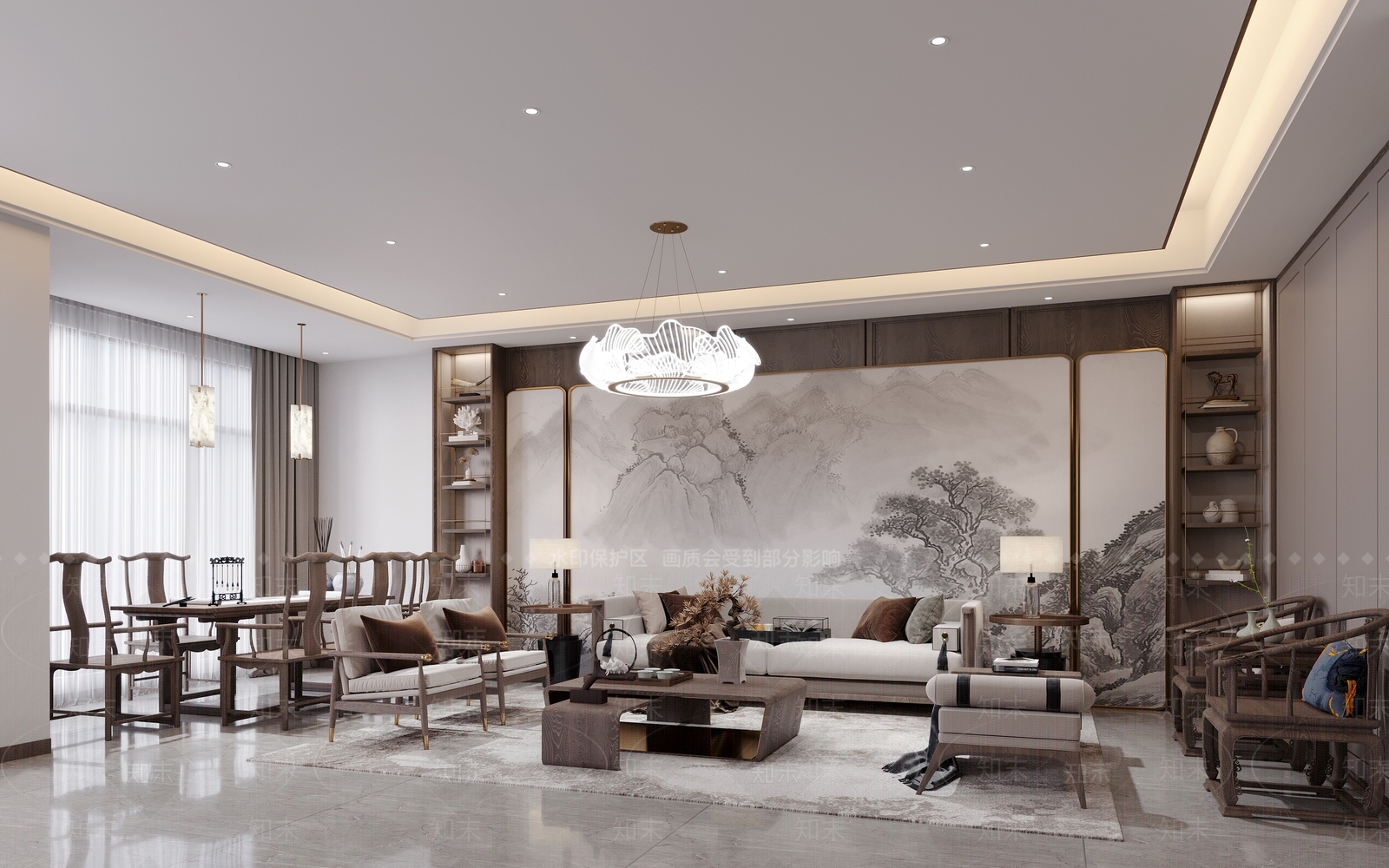新中式极简接待室3D模型下载【ID:1166688367】
