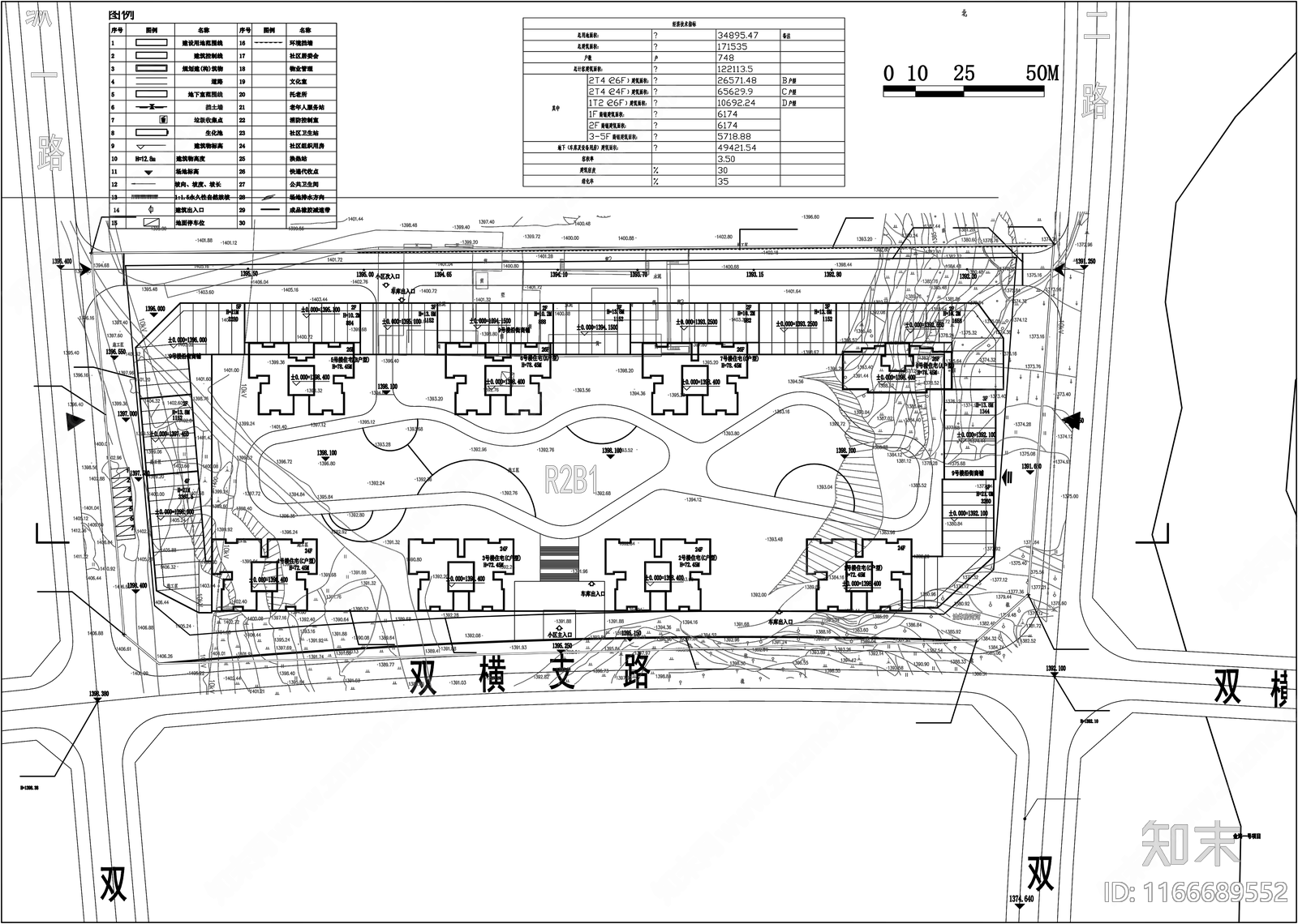 现代住宅楼建筑施工图下载【ID:1166689552】