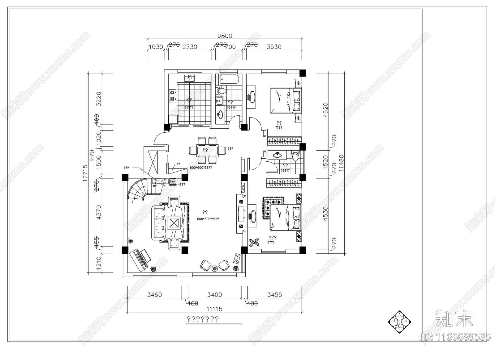 现代整体家装空间施工图下载【ID:1166689535】