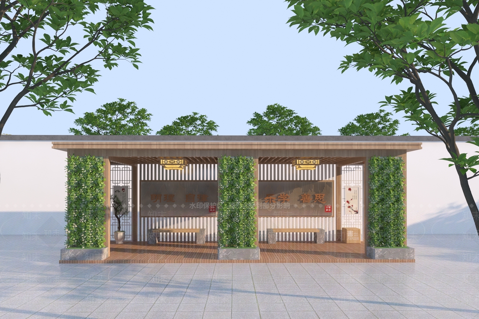 新中式廊架3D模型下载【ID:1166689825】