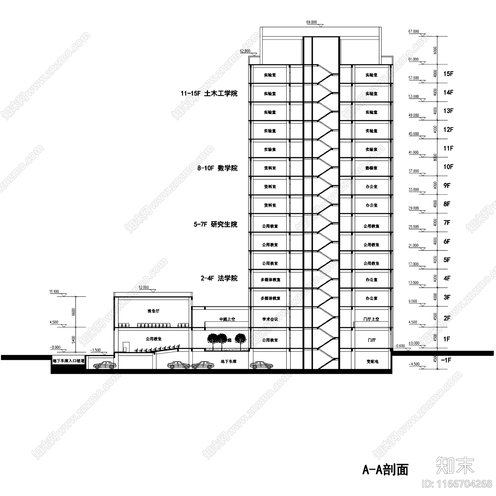 现代学校建筑cad施工图下载【ID:1166704268】
