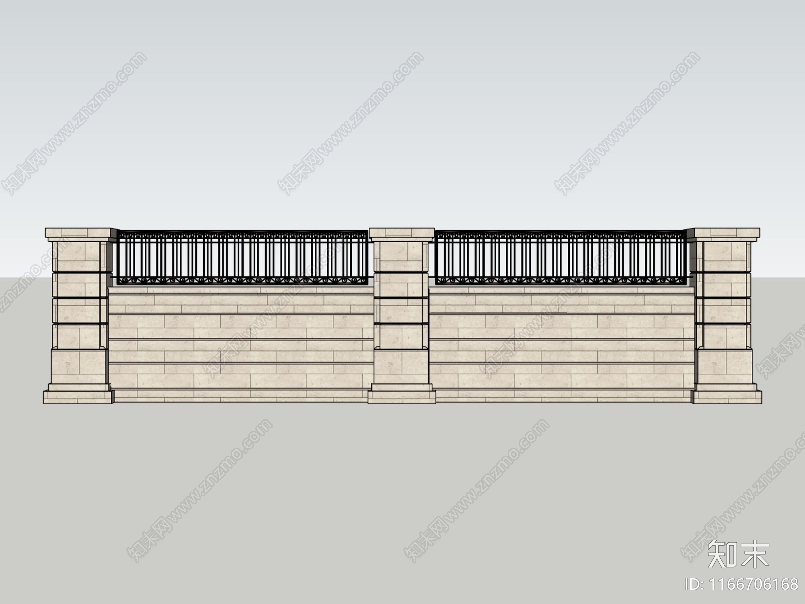 现代法式围墙SU模型下载【ID:1166706168】